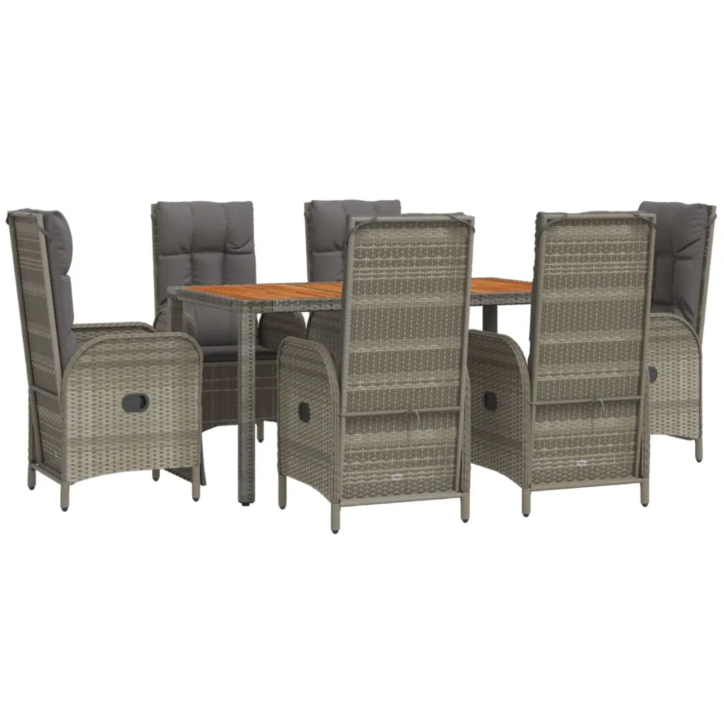 Set da Pranzo da Giardino 7 pz con Cuscini in Polyrattan Grigio 3185051