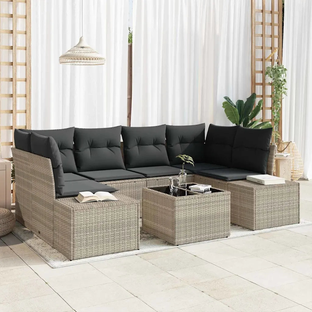 Set Divano da Giardino 7 pcs Grigio chiaro polyrattan