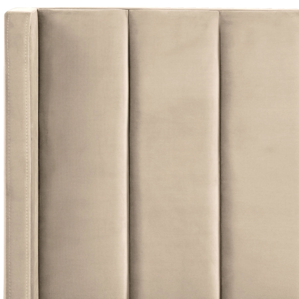 Letto matrimoniale con doghe 160 x 200 cm velluto di colore beige stile glam moderno