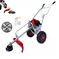 Decespugliatore a Scoppio 63CC 2HP 2 Tempi con Ruote a Carrozzella Carrellato