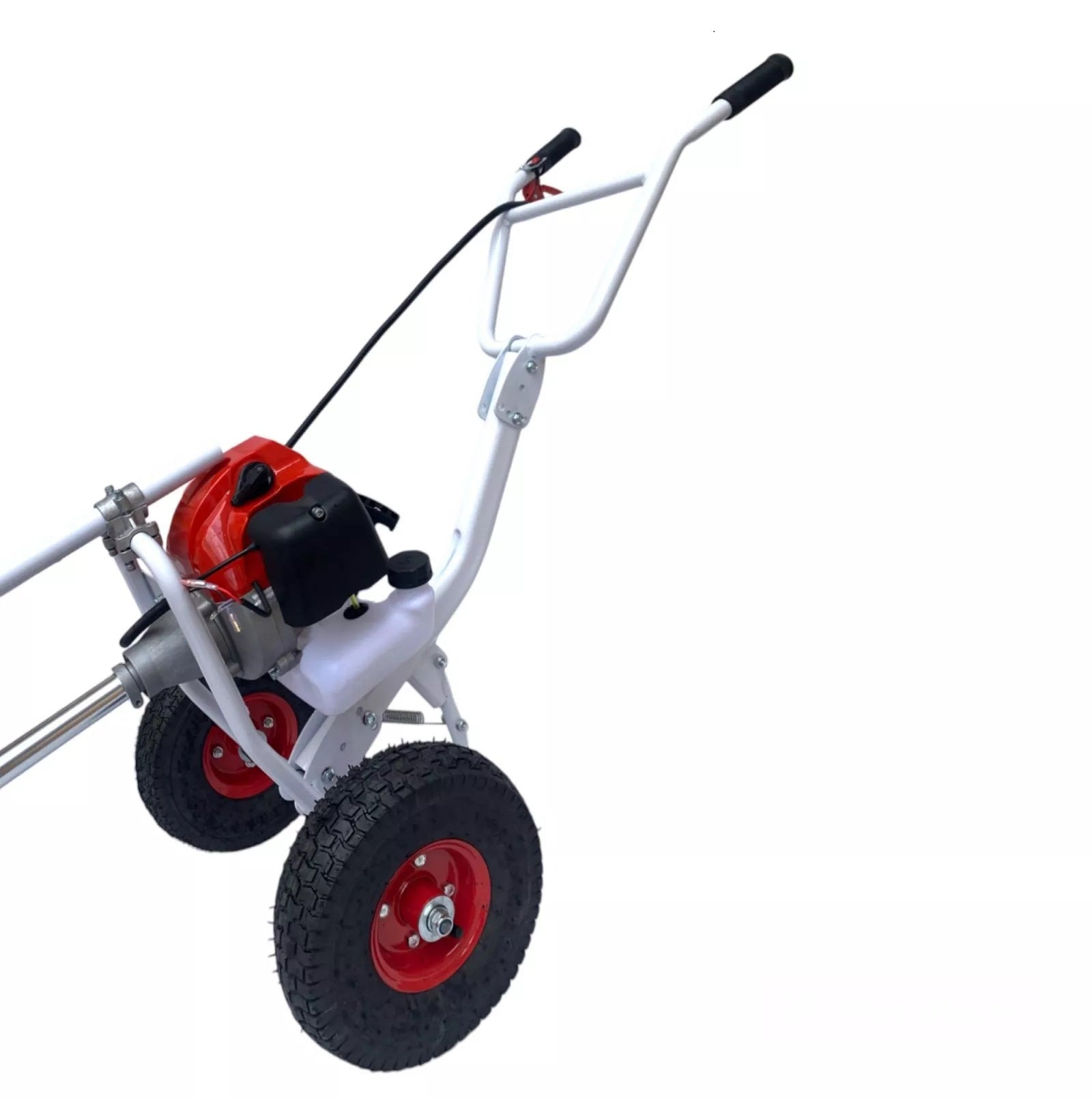 Decespugliatore a Scoppio 63CC 2HP 2 Tempi con Ruote a Carrozzella Carrellato