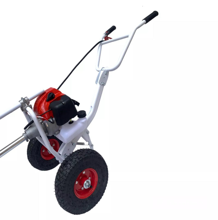 Decespugliatore a Scoppio 63CC 2HP 2 Tempi con Ruote a Carrozzella Carrellato