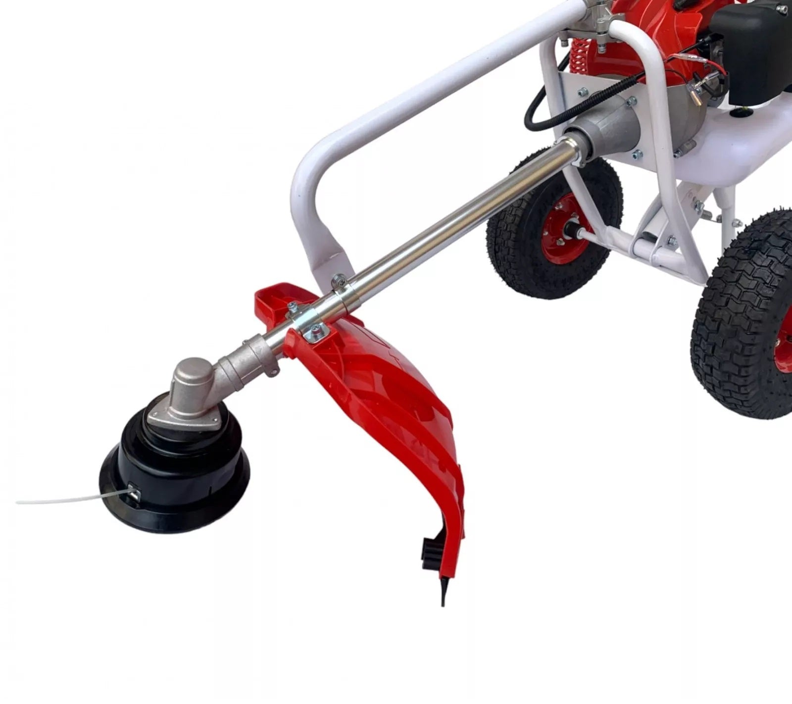 Decespugliatore a Scoppio 63CC 2HP 2 Tempi con Ruote a Carrozzella Carrellato