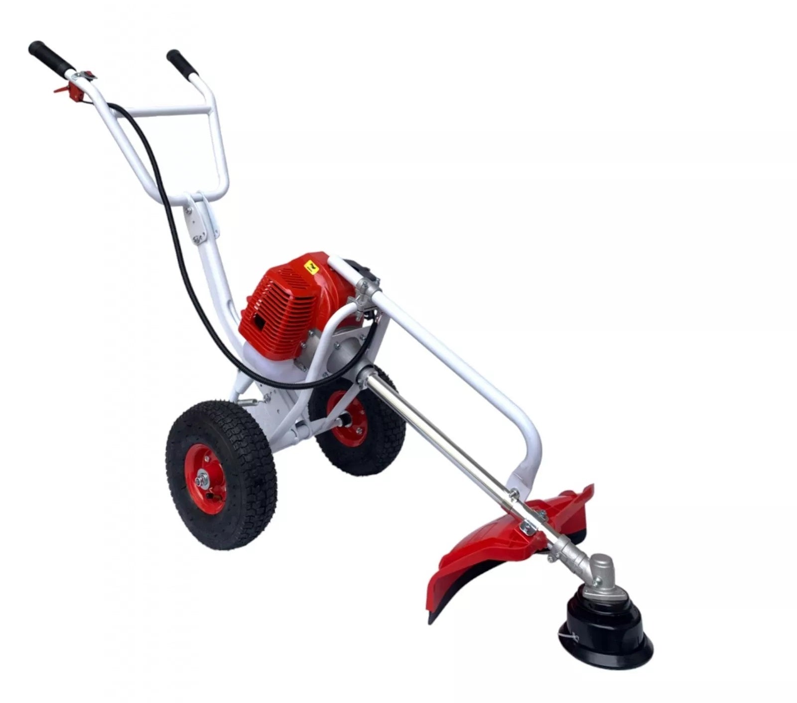 Decespugliatore a Scoppio 63CC 2HP 2 Tempi con Ruote a Carrozzella Carrellato