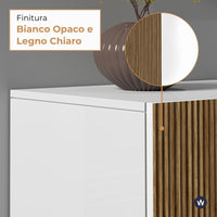 WHOUS Mobile Porta TV in Stile Canneté, Made in Italy COLORE: Bianco opaco/Legno chiaro, STILE: 4 ante e 1 cassetto