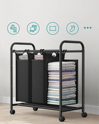 Valora CESTINO PER LA BIANCHERIA Grigio Telaio in acciaio a 3 scomparti x3