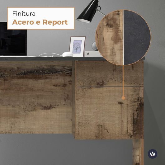 WHOUS Scrivania 110x50x75 cm con 1 Cassetto e 1 Anta, Made in Italy COLORE: Acero/report