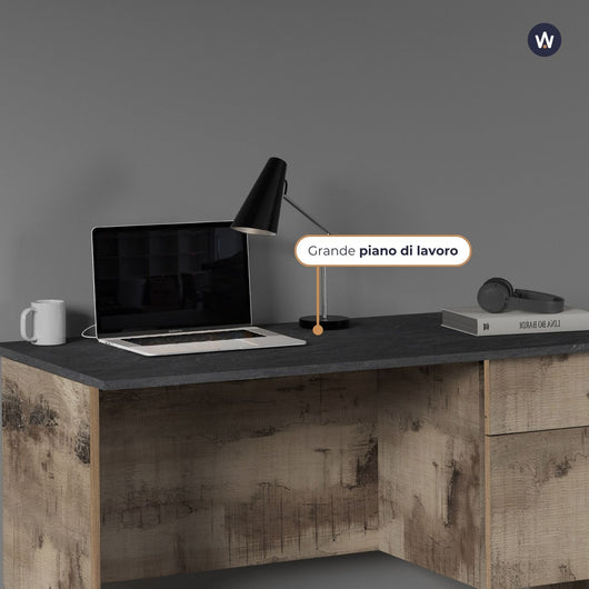 WHOUS Scrivania 110x50x75 cm con 1 Cassetto e 1 Anta, Made in Italy COLORE: Acero/report