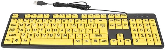 Tastiera USB con Lettere Grandi - Alto Contrasto - Adatta per Ipovedenti - Tastiera Extra Grande...