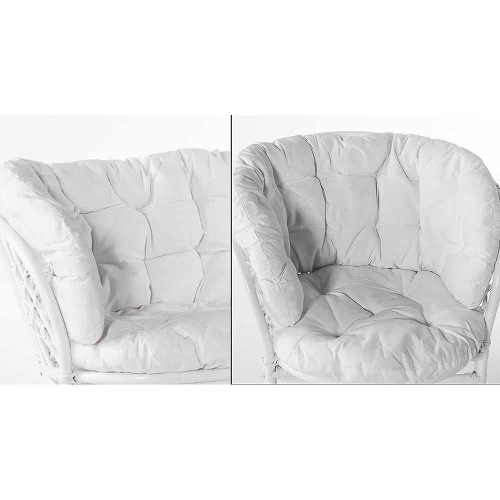 Salotto da giardino bahama in bambu con cuscini bianchi