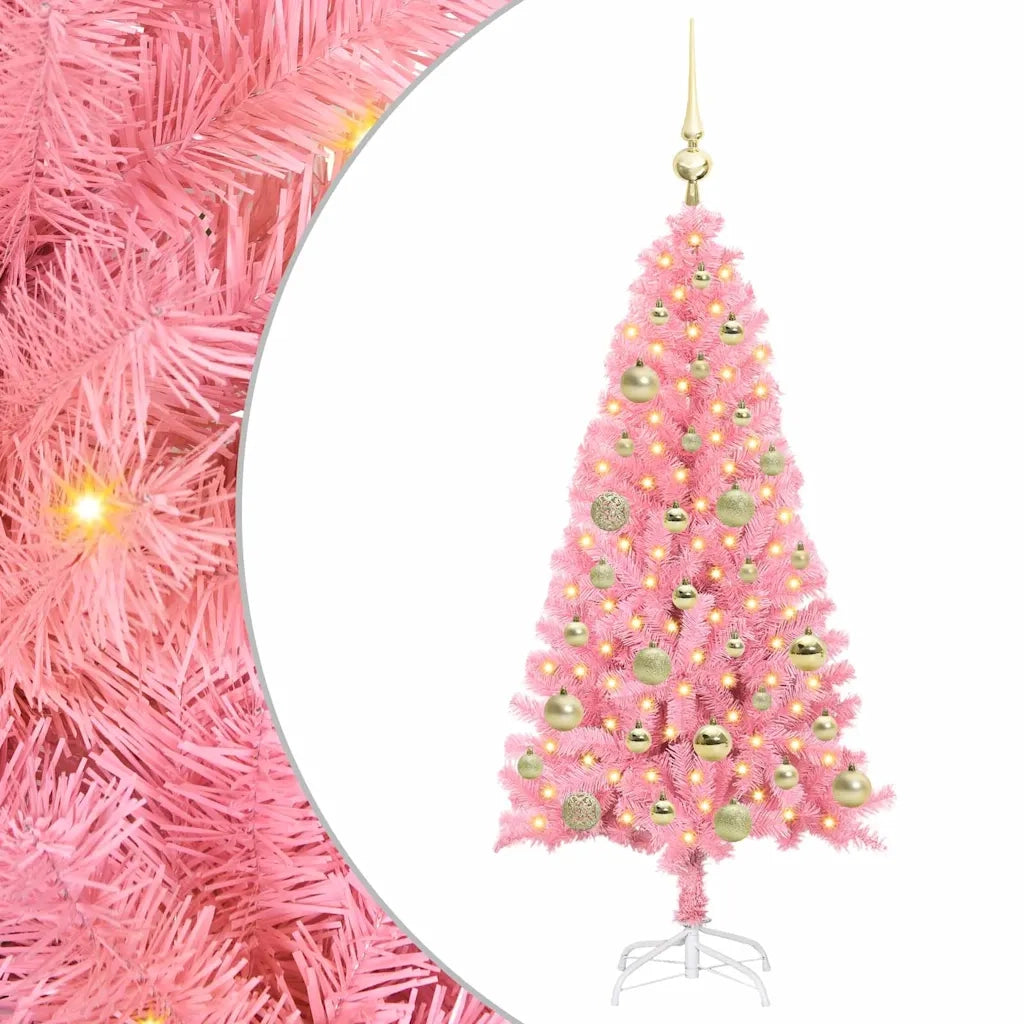 Albero di Natale con 150 LED con supporto-Luci decorative natalizie Rosa 120 cm PVC 420709