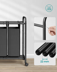 Valora CESTINO PER LA BIANCHERIA Grigio Telaio in acciaio a 3 scomparti x3