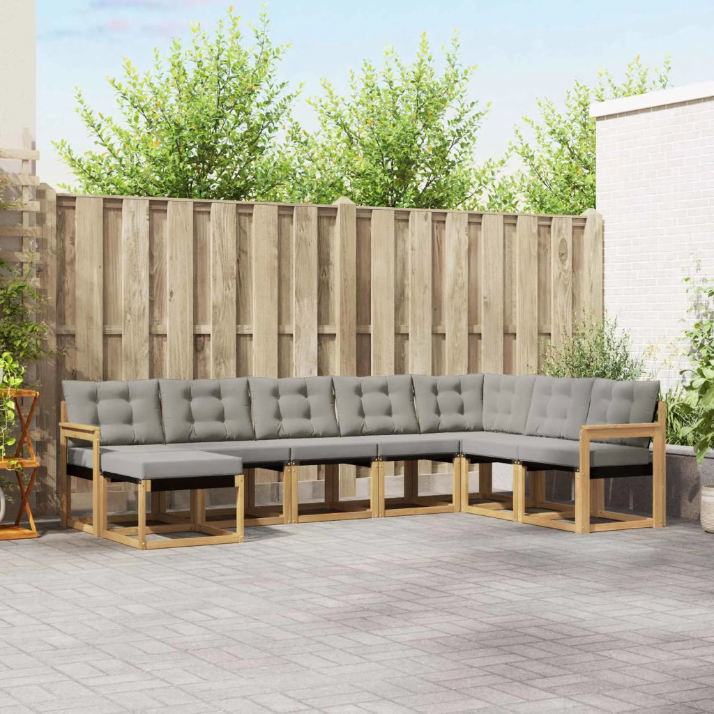 Set di divani da esterno 8 pz Bianco e Grigio Chiaro 3389757