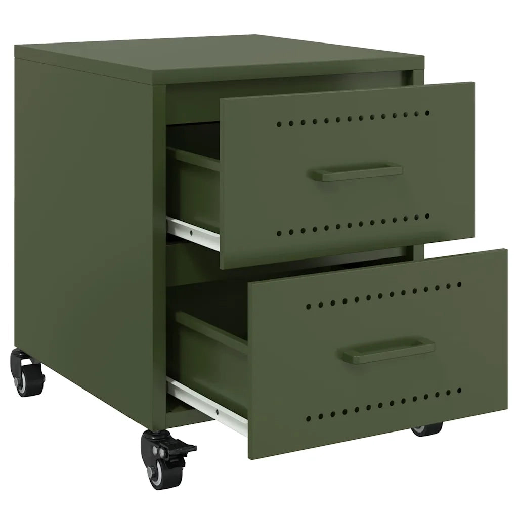 Comodini 2 pz-Set di 2 Tavolino da notte Verde Oliva 36x39x43,5 cm in Acciaio 757920
