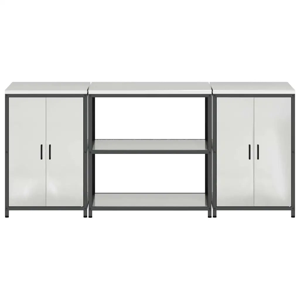 vidaXL Set di Stoccaggio per Cucina 3 pcs Argento 210 x 50 x 92 cm