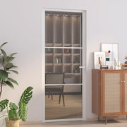 Porta Interna 83x201,5 cm Bianca in Vetro ESG e Alluminio 350585