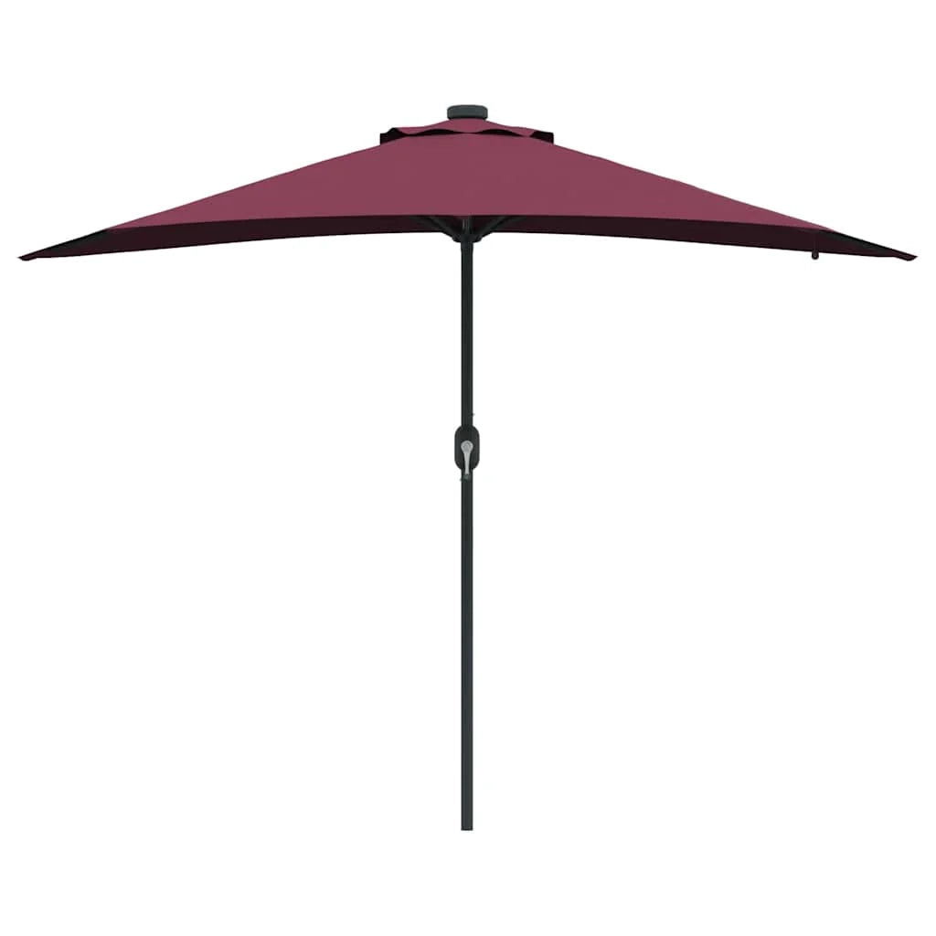 Moderno ombrellone da giardino pieghevole con illuminazione a LED 294 x 150 x 223 cm poliestere bordeaux 02_0058662