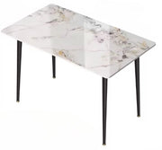 Tavolo da Cucina in Marmo - 4-6 Persone - Foglio di Pietra Sinterizzata - Supporti in Metallo - Design Moderno per Cucina e Ristorante - Tavolo da Cucina