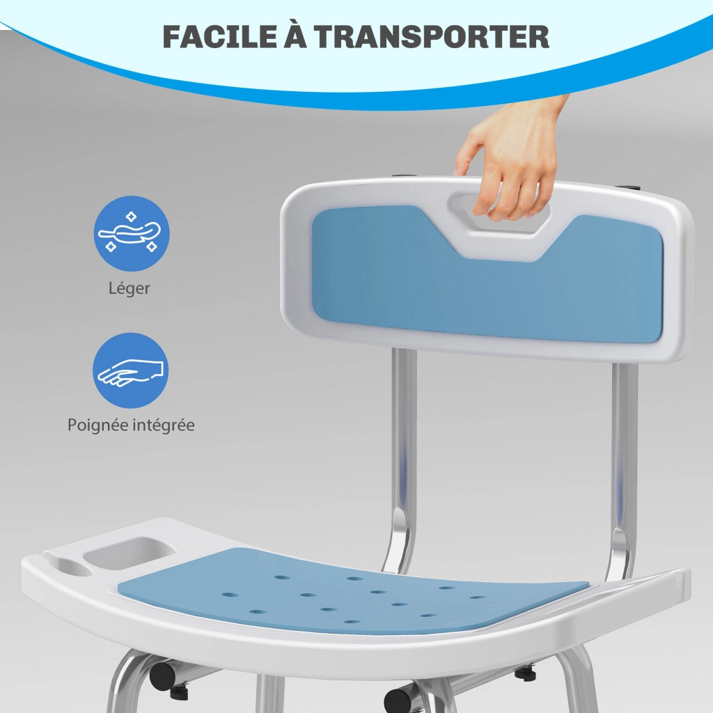 Sgabello Doccia Regolabile Antiscivolo ¨C zephmum ¨C Bianco