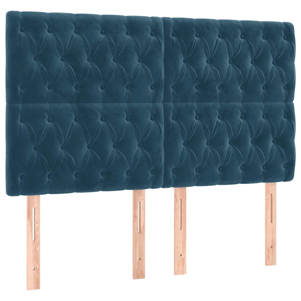 Giroletto a Molle con Materasso Blu Scuro 140x200 cm in Velluto 3132865
