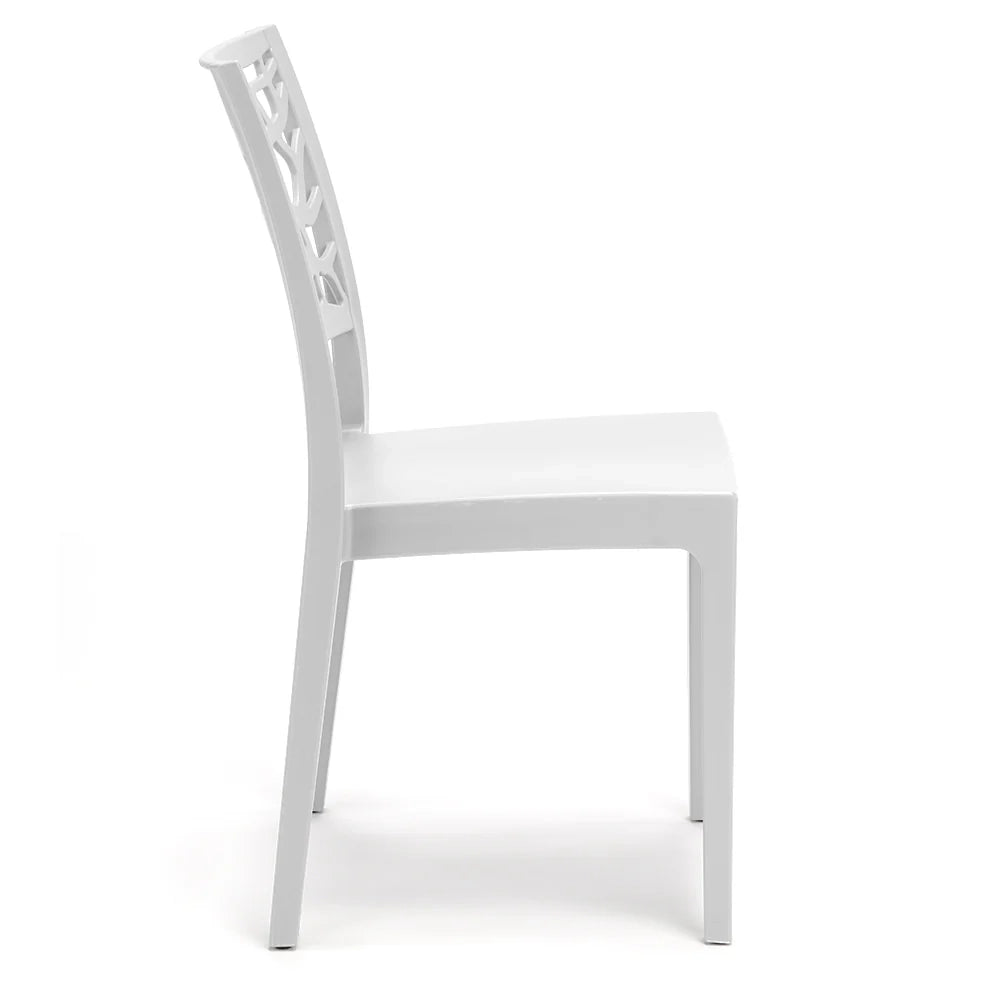 Sedia in polipropilene TETI, impilabile, resistente ai raggi UV, design moderno, ideale per sala da pranzo, cucina, sala d’attesa, bar, ristoranti o giardino, colore Bianco