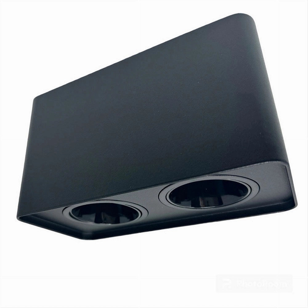 Trade Shop - Porta Faretto Doppio Orientabile Da Soffitto Nero Per Faretto Gu10 Gu5.3 P34-n2 -