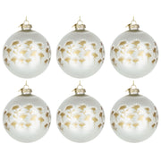 Palline di Natale in Vetro Bianche con Decorazioni Oro Achillea Diametro: 80 mm