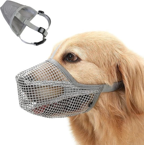 Adattabile guinzaglio per cani - Maschera per cani adattabile - Prevenzione di morsi e di mangianze - Idoneo per cani di piccola, media e grande taglia - Colore grigio - Dimensione L