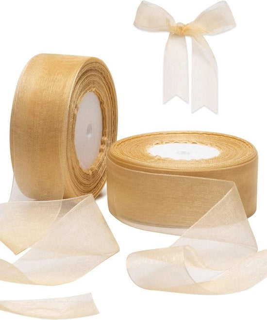 Lint organza brillante 38 mm x 90 metri - lino trasparente lucido per confezioni di regalo, fiori, matrimoni - dono di Natale.