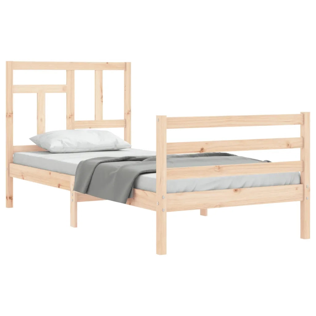 Giroletto con Testiera-Struttura Letto con testiera 90x200 cm in Legno Massello 912756