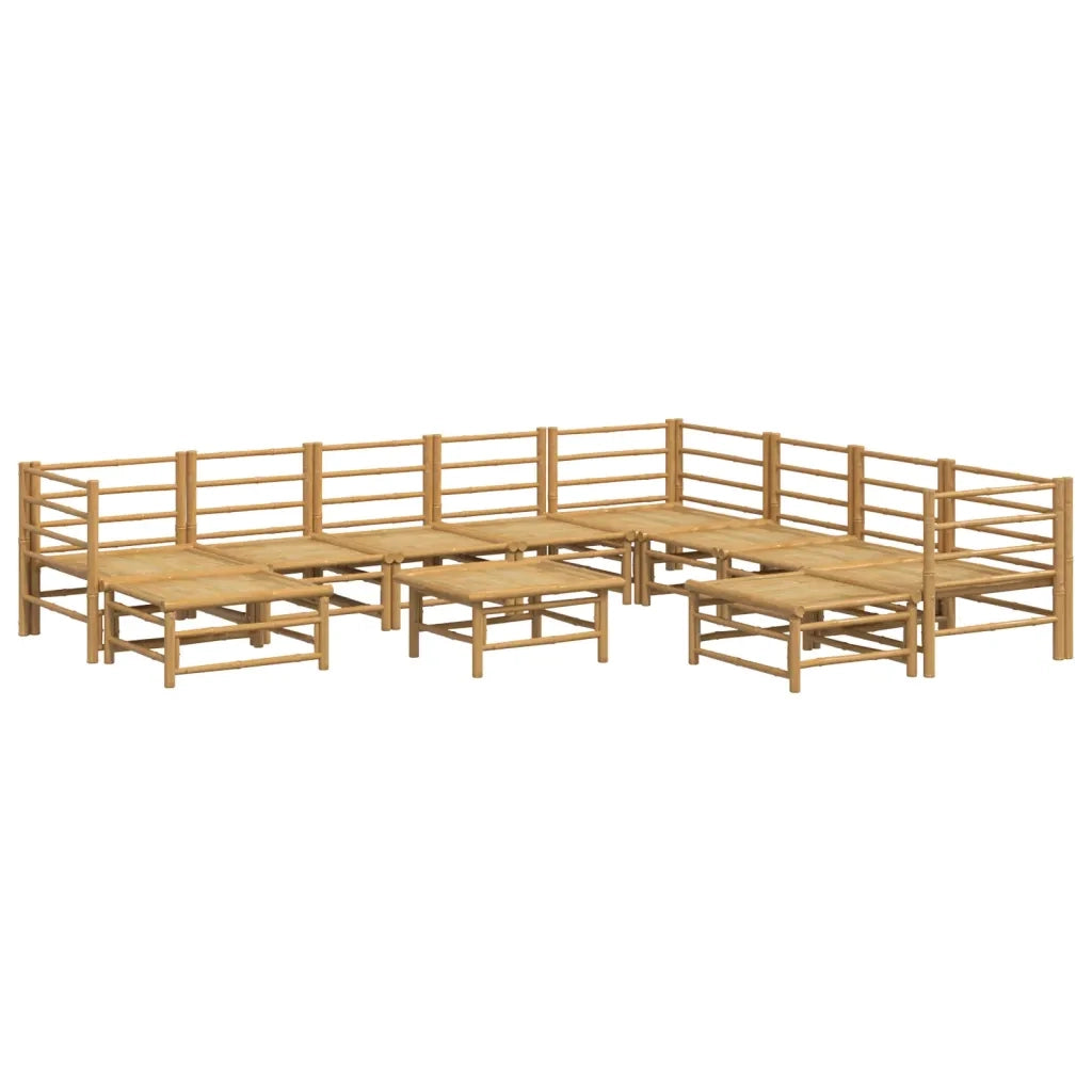 Set Salotto da Giardino 11pz con Cuscini Grigio Chiaro Bambù 3155097