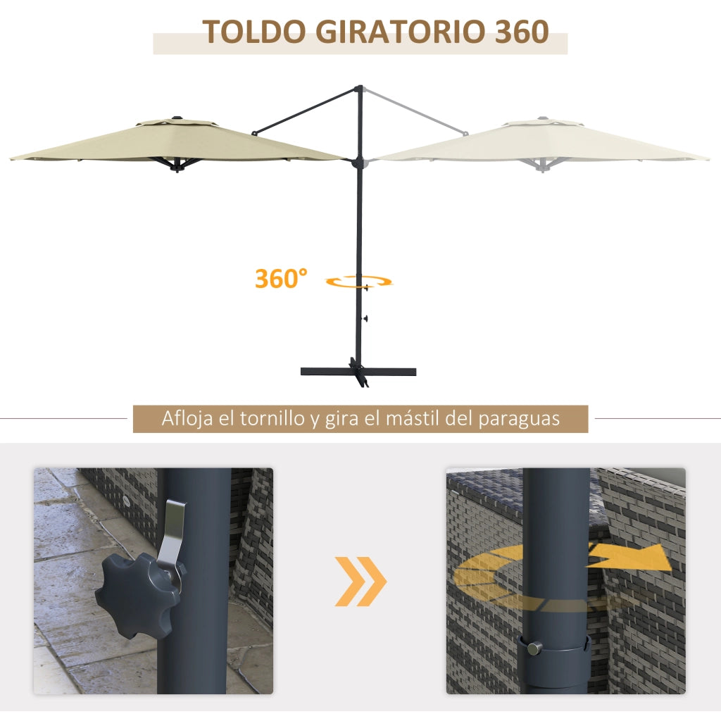 Ombrellone da Giardino Regolabile ¨C zephmum ¨C Crema ?294x242 cm