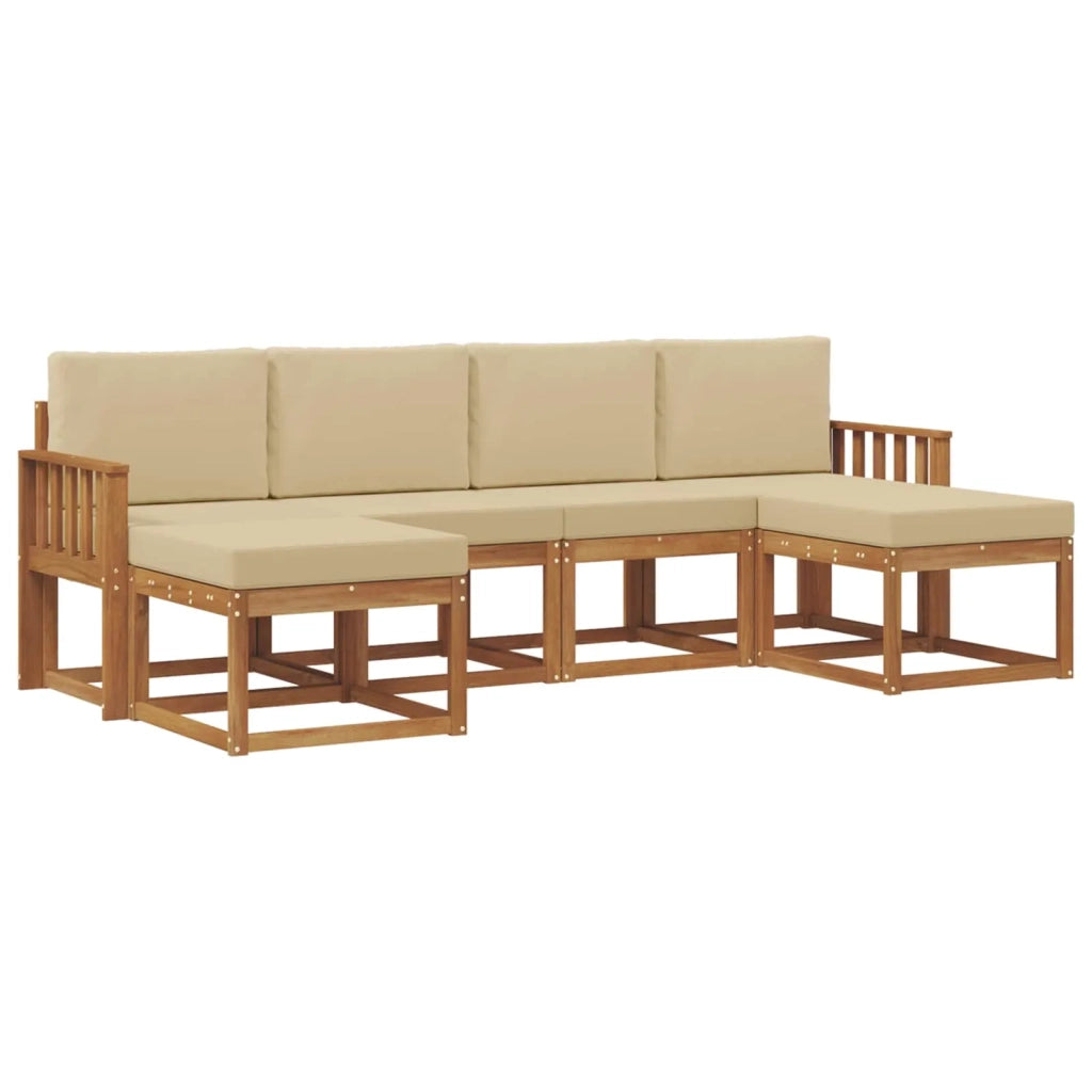 Set di divani da esterno con cuscino 6 pcs Naturale e Beige