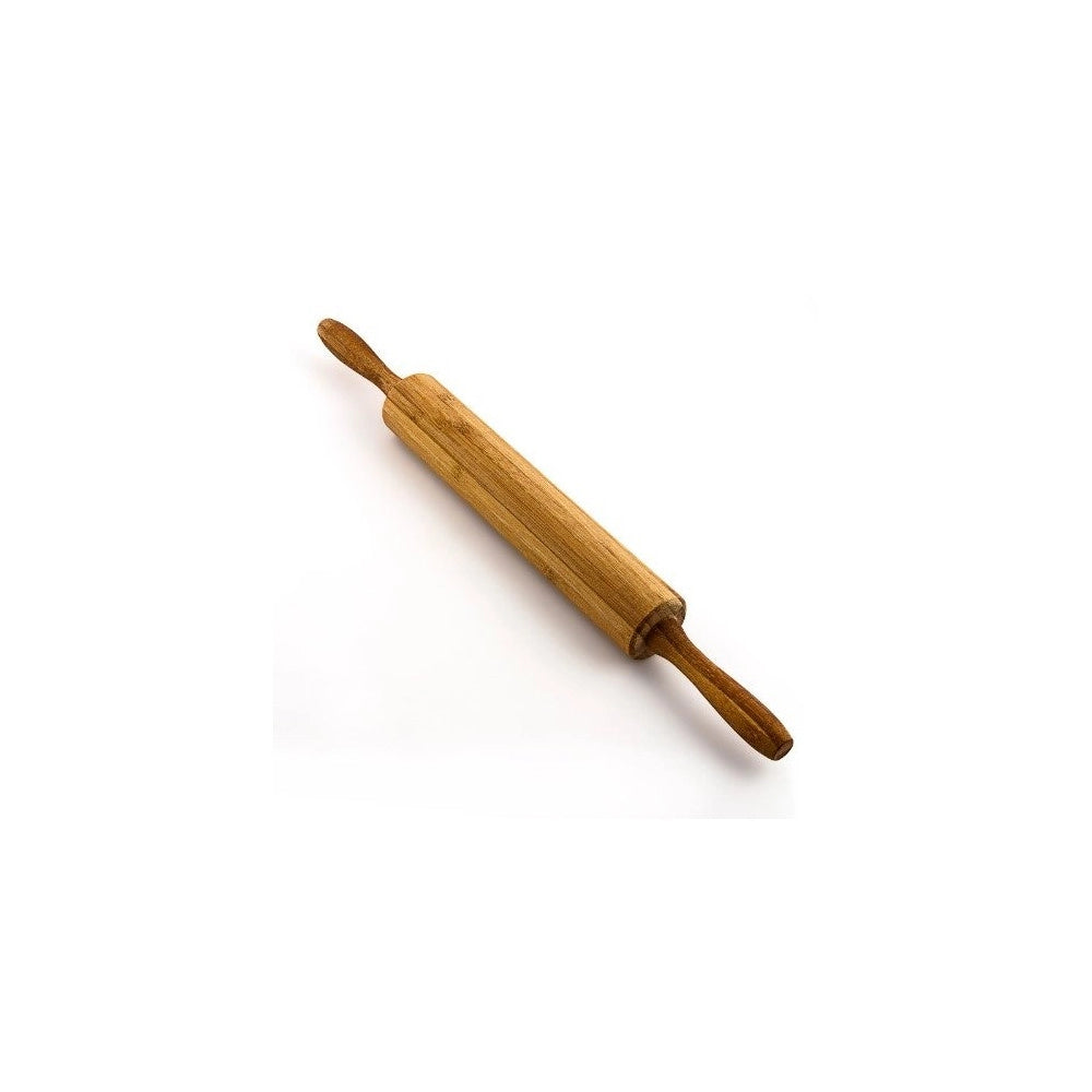 Trade Shop - Mattarello Bambù Bamboo Girevole 45cm Perno Di Rotolamento Legno Naturale Cucina -