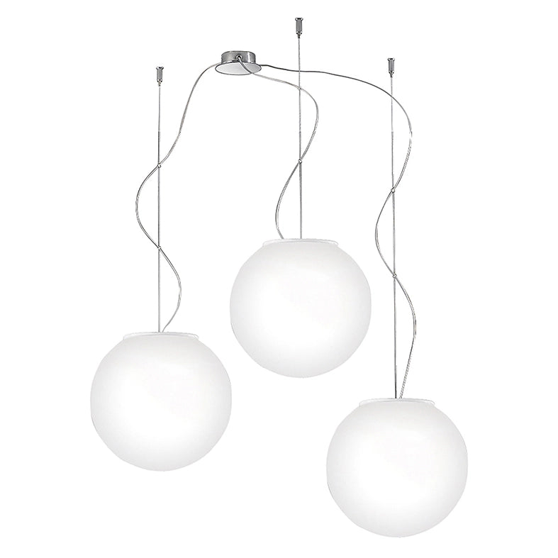 Sospensione Multipla 3 Elementi Emily Rossini Group - Vetro Satinato Bianco, 20cm x3, Attacco E27 IP20, Soluzione di Design Creativa