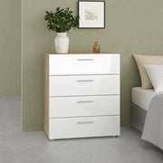 Cassettiera Asam, Settimino multiuso, Comò camera da letto, Mobile con cassetti, 70x40 h82 cm, Quercia e Bianco lucido
