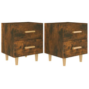 Set di 2 Comodini | Armadio da Notte | Mobiletto da notte in Rovere Fumo 40x35x47,5 cm