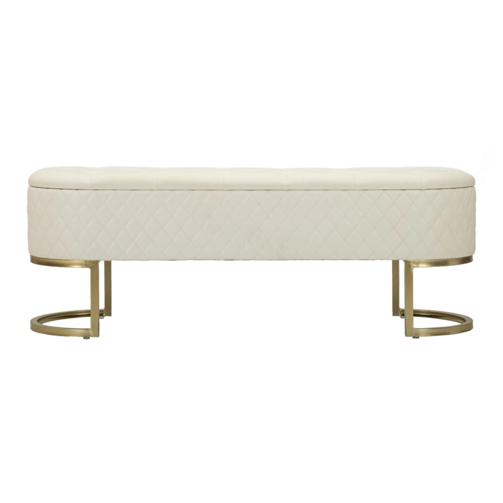 Panca con Portaoggetti VKH302, Bianco, Legno, 120x40x43 cm