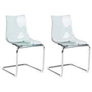Set di 2 sedie da pranzo con seduta in plastica nero trasparente a sbalzo stile moderno