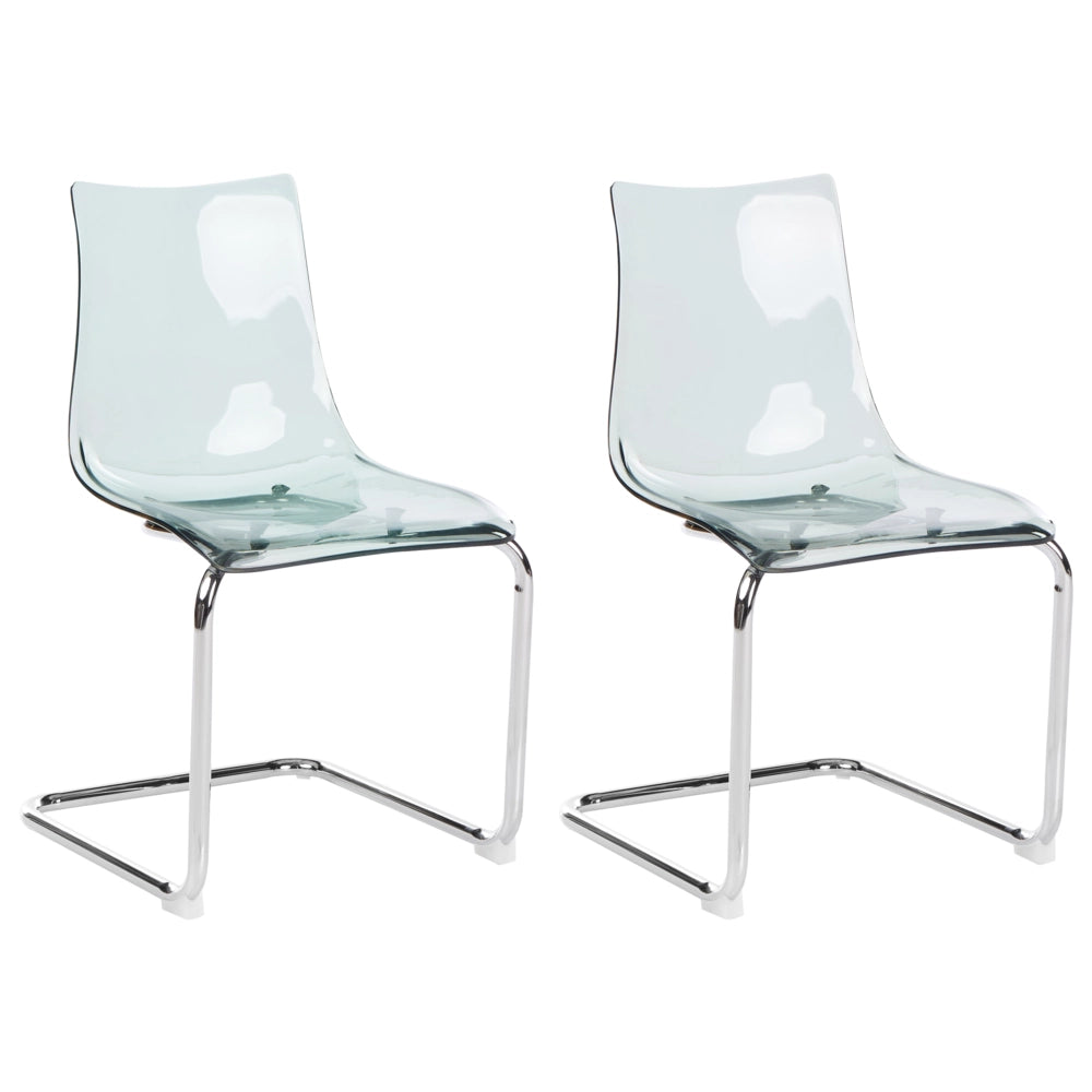 Set di 2 sedie da pranzo con seduta in plastica nero trasparente a sbalzo stile moderno