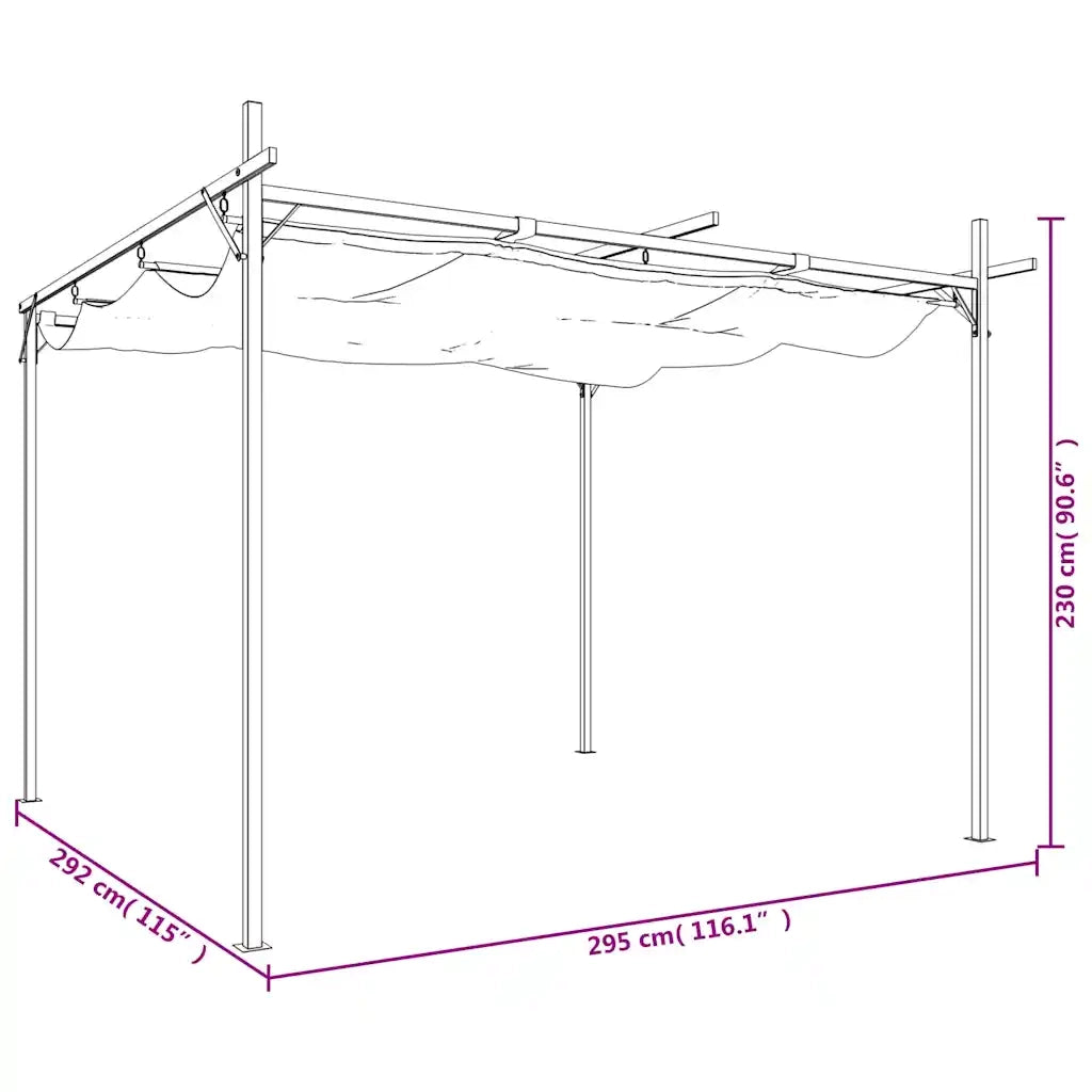 Pergola con Tetto Retrattile Tortora 295x292x230 cm 360115