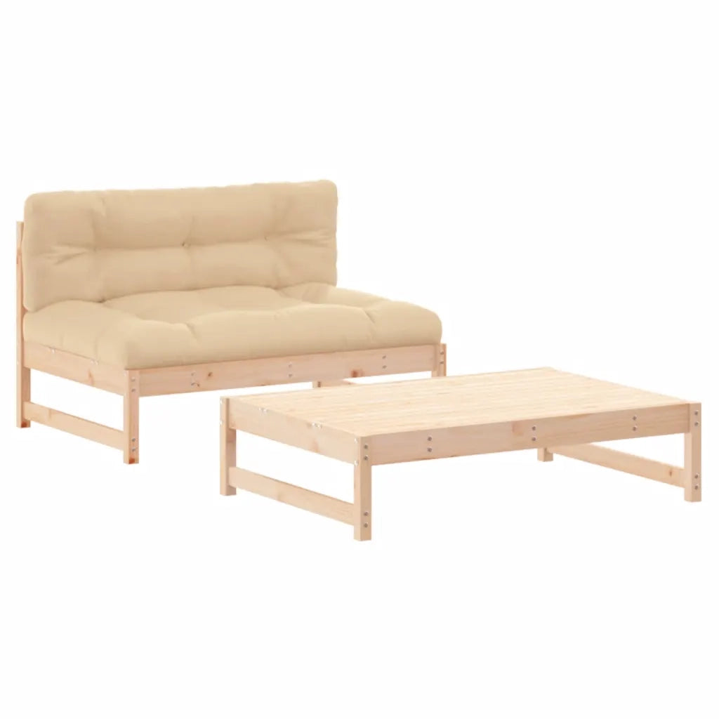 Set Divani da Giardino 2 pz | Set Salotto da Giardino con Cuscini in Legno Massello