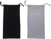 Microfibra Brillenhoes con Pouch soffice per Occhiali da Sole - Nero e Grigio - Custodia per Occhiali con Cordoncino di Chiusura