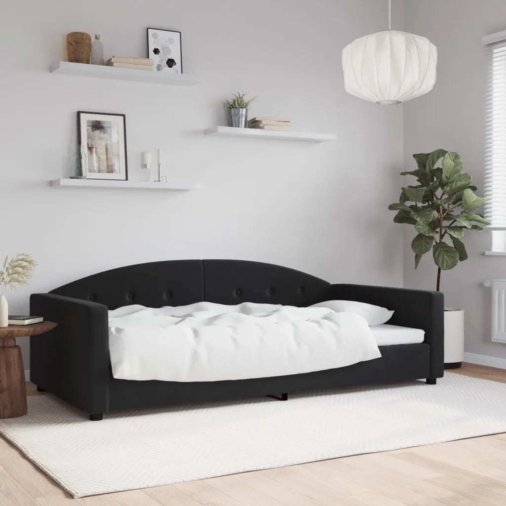 Letto da Giorno Nero 100x200 cm in Velluto