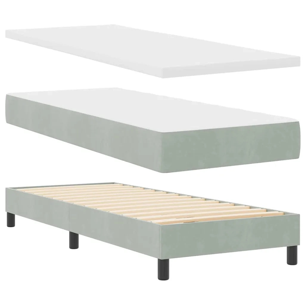 Letto a Sorgente LED con led Grigio chiaro 80 x 200 cm Velluto
