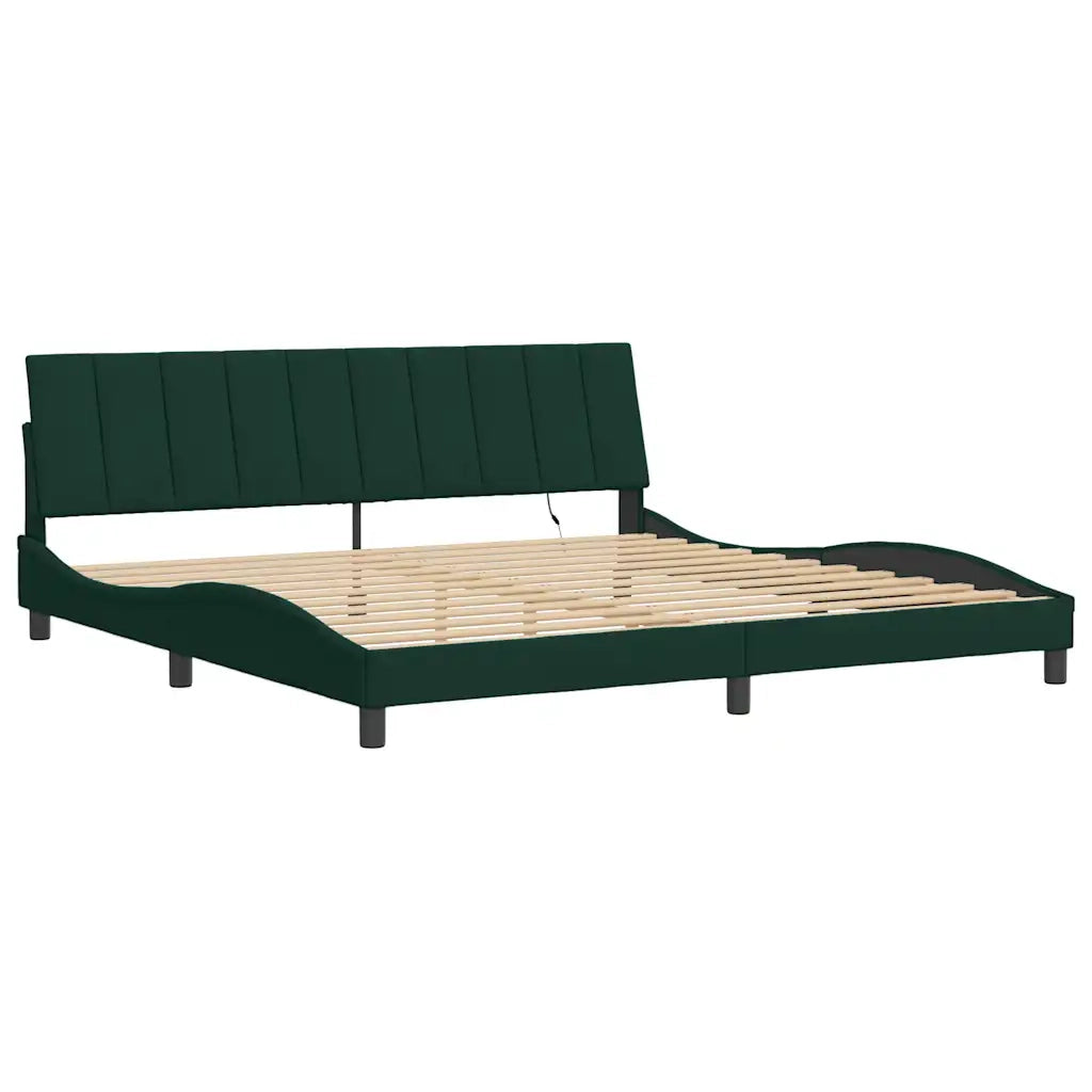 Giroletto con LED senza Materasso Hanko Verde Scuro 200x200 cm in Velluto 3213802