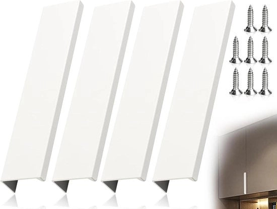4 pezzi di maniglia di apertura nascosta per armadi maniglie invisibili per mobili maniglie per cucina (120 mm)