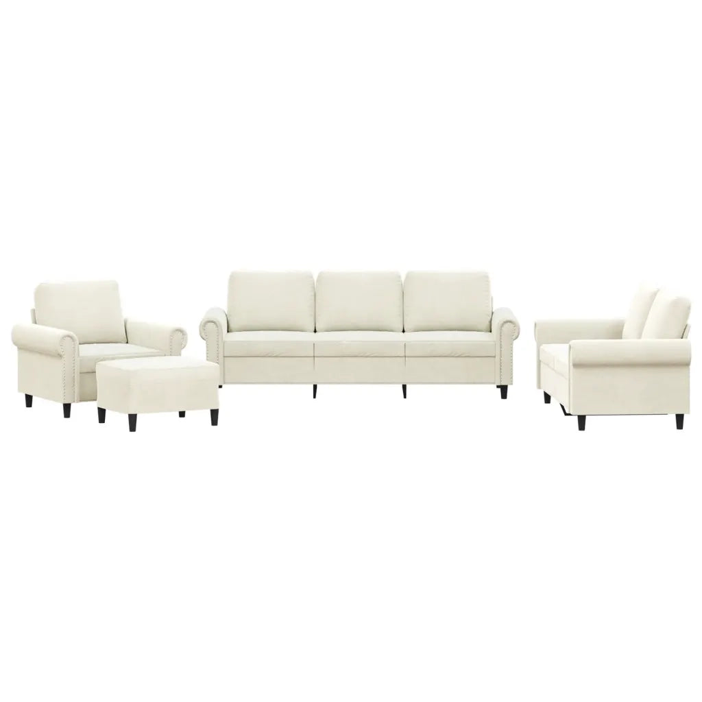 Set di Divani 4 pz con Cuscini Crema in Velluto 3202188