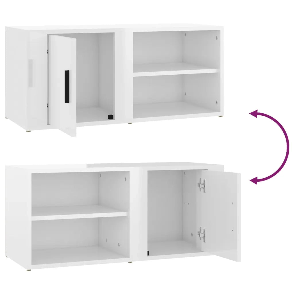 Mobili TV 2 pz Bianco Lucido 80x31,5x36cm in Legno Multistrato 819441