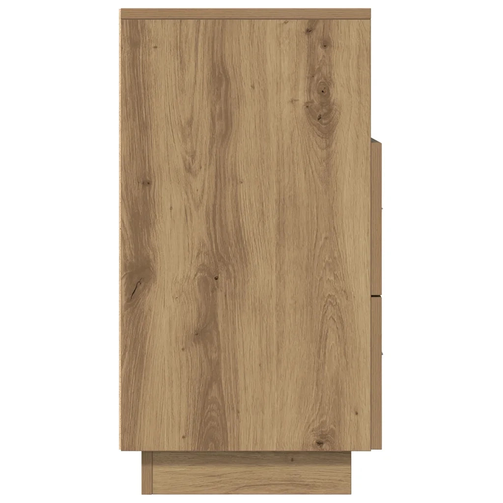 Comodino | Armadio da Notte | Mobiletto da notte con 2 Cassetti Rovere Artigianale 36x36x68 cm